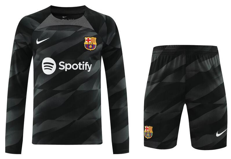 Barcelona 2023/24 Goalkeeper Black Long Sleeved Soccer Uniforms (Shirt+Shorts)