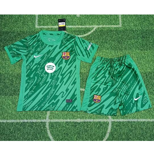 Barcelona 2024/25 Goalkeeper Kids Soccer Kits Children Shirt + Shorts