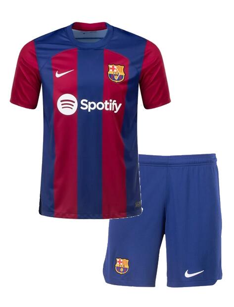 Barcelona 2023/24 Home Kids Soccer Kits Children Shirt + Shorts
