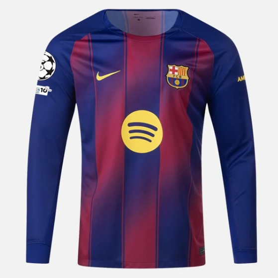 Barcelona 2025/26 Home Long Sleeved Shirt Soccer Jersey