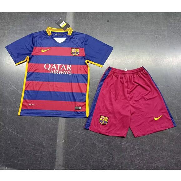 Barcelona 2015/16 Home Kids Retro Soccer Kits Children Shirt + Shorts
