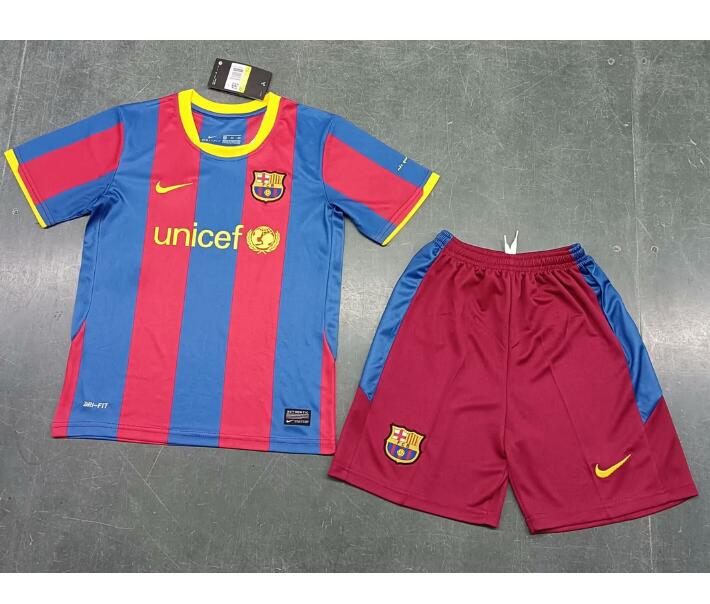 Barcelona 2010/11 Home Kids Retro Soccer Kits Children Shirt + Shorts