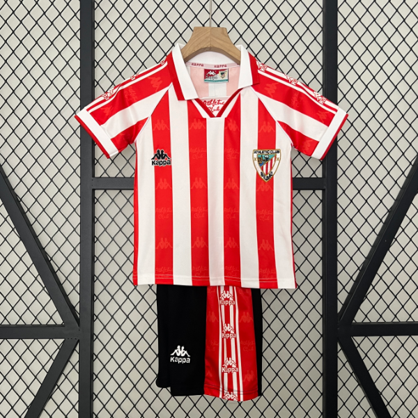 Athletic Bilbao 1995/97 Home Retro Kids Soccer Kit Children Shirt and Shorts