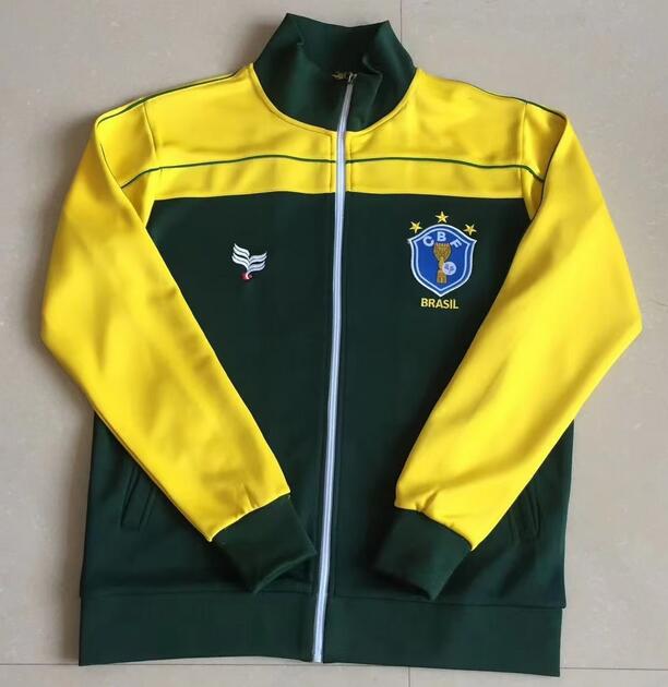 Brazil 1982 Green Yellow Retro Training Jacket