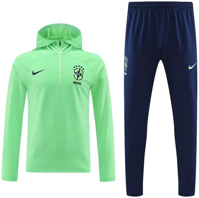 Brazil 2023/24 Light Green Training Suits (Hoodie Top+Trouser)