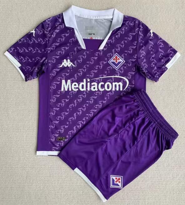 Fiorentina 2023/24 Home Kids Soccer Kits Children Shirt + Shorts
