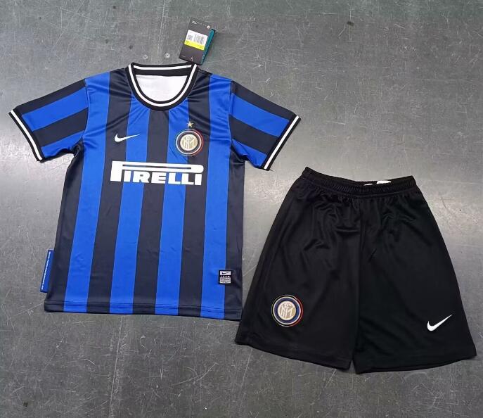 Inter Milan 2009/10 Home Kids Retro Soccer Kits Children Shirt + Shorts