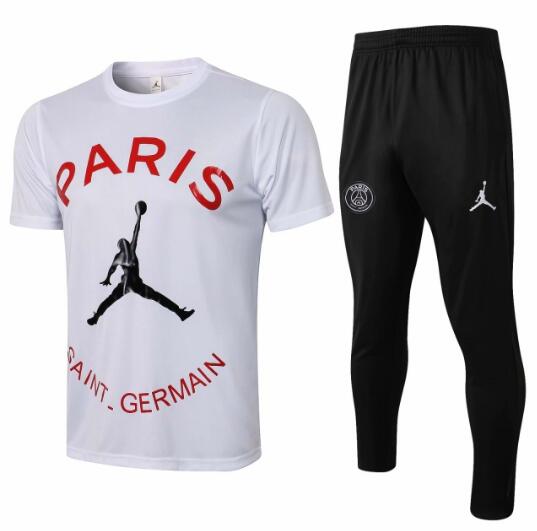 PSG 2021/22 White Training Suits (Shirt+Trouser)