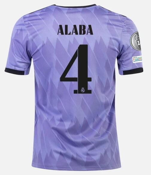 Real Madrid 2022/23 Away 4 Alaba Junior Shirt Soccer Jersey