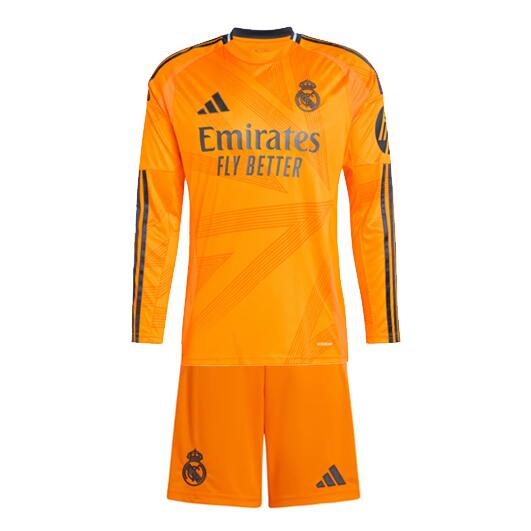 Real Madrid 2024/25 Away Kids Long Sleeved Soccer Kits Children Shirt + Shorts