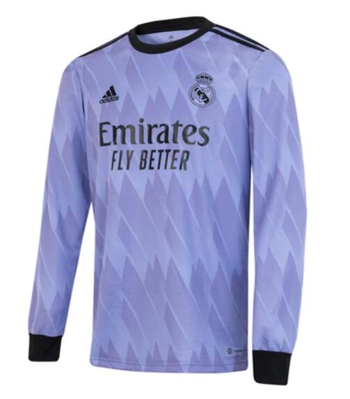Real Madrid 2022/23 Away Long Sleeved Shirt Soccer Jersey