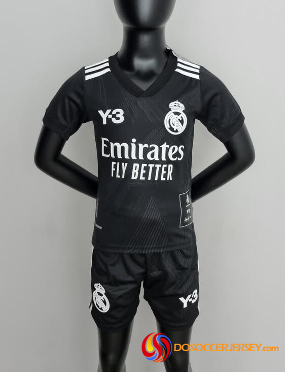 Real Madrid 2022/23 Black Y3 Kids Soccer Kit Children Shirt and Shorts