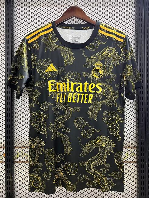 Real Madrid 2023/24 Black Yellow Dragon Shirt Soccer Jersey