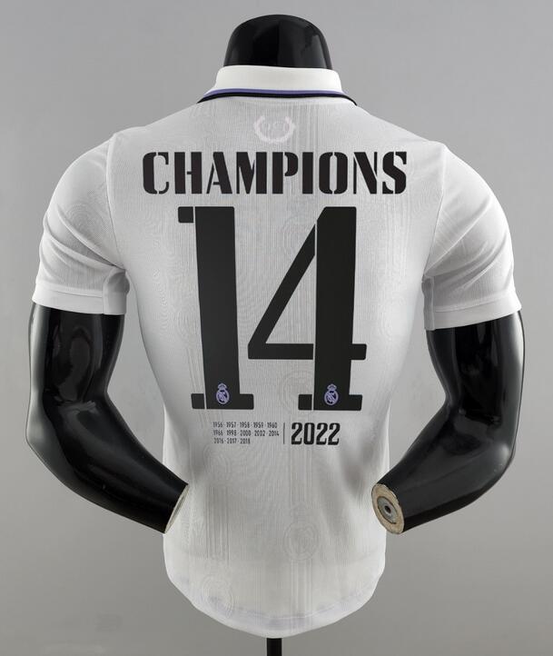 Real Madrid 2022/23 Home 14 Champions Commemorative Match Version Shirt Soccer Jersey With Patch