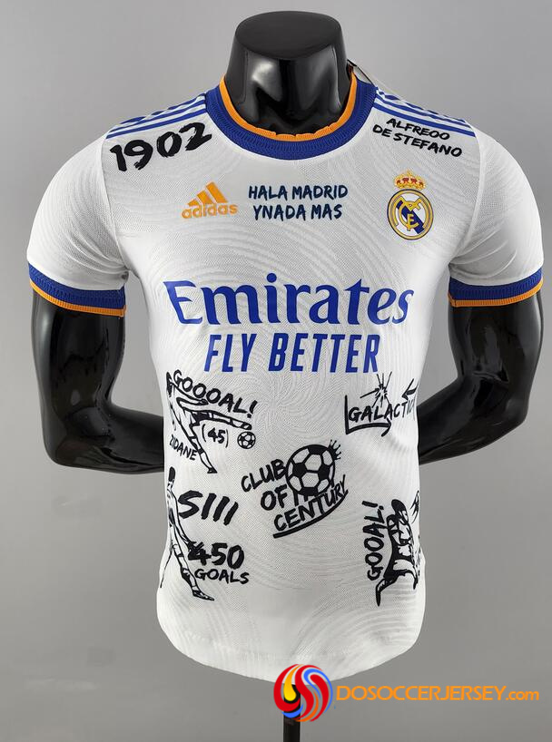 Real Madrid 2021/22 Home 13 Champions Commemorative Match Version Shirt Soccer Jersey With Patch