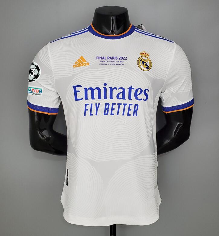 Real Madrid 2021/22 Home UCL Final Game Match Version Shirt Soccer Jersey With Patch
