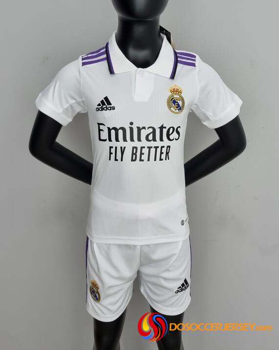 Real Madrid 2022/23 Home Kids Soccer Kits Children Shirt + Shorts