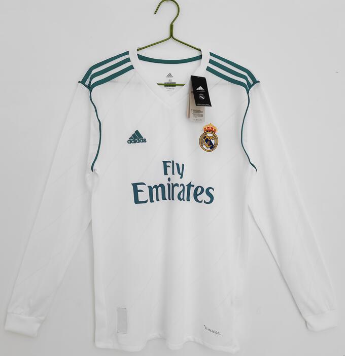Real Madrid 2017/18 Home Retro Long Sleeved Shirt Soccer Jersey