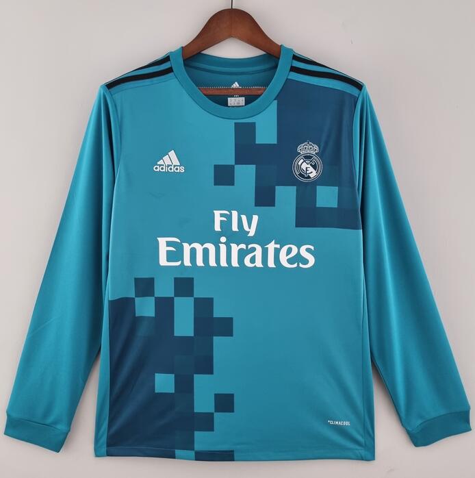 Real Madrid 2017/18 Third Retro Long Sleeved Shirt Soccer Jersey