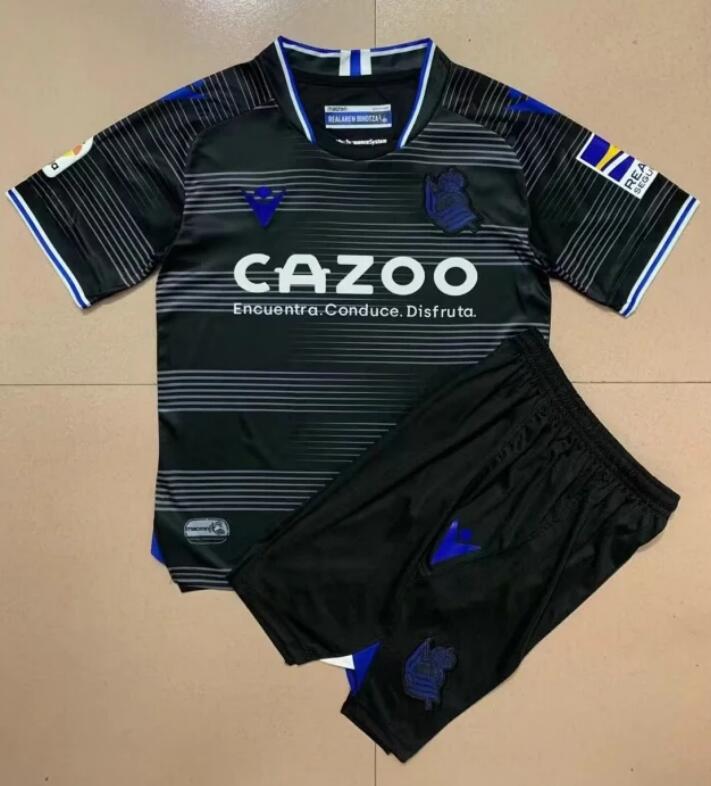 Real Sociedad 2022/23 Away Kids Soccer Jersey Kit Children Shirt + Shorts