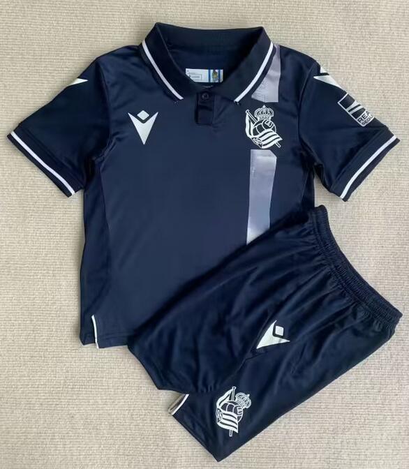 Real Sociedad 2023/24 Away Kids Soccer Jersey Kit Children Shirt + Shorts