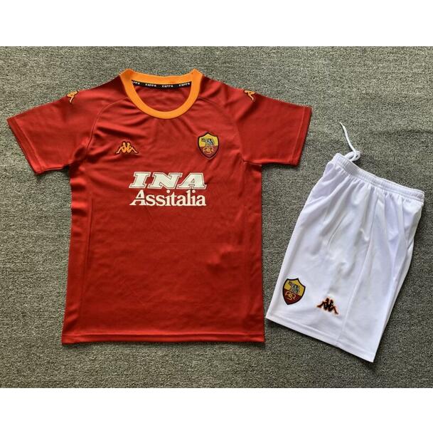 Roma 2000/01 Home Kids Retro Soccer Kits Children Shirt + Shorts