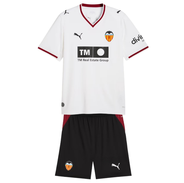 Valencia 2026/27 Home Kids Soccer Kit Children Shirt + Shorts