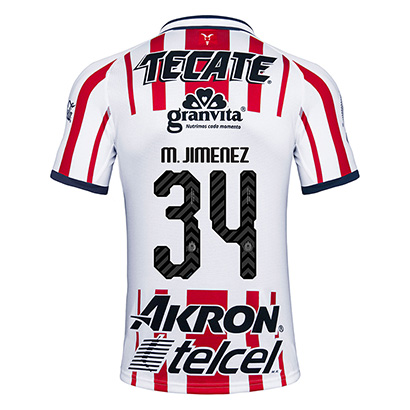 Deportivo Guadalajara Chivas 2018/19 M Jimenez 34 Home Shirt Soccer Jersey