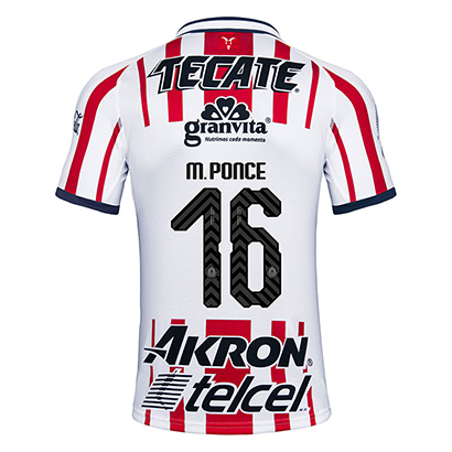 Deportivo Guadalajara Chivas 2018/19 M Ponce 16 Home Shirt Soccer Jersey