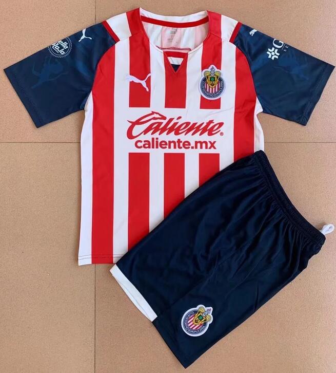 Chivas 2021/22 Home Kids Soccer Jersey Kit Children Shirt And Shorts