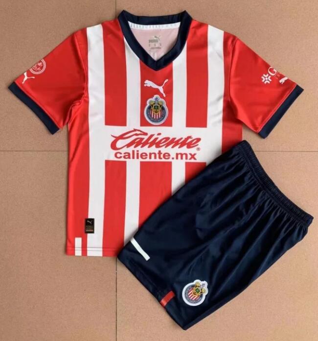 Chivas 2022/23 Home Kids Soccer Jersey Kit Children Shirt And Shorts