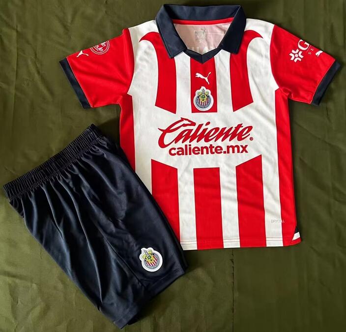 Chivas 2023/24 Home Kids Soccer Kit Shirt And Shorts
