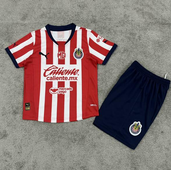Chivas 2024/25 Home Kids Soccer Kit Shirt And Shorts