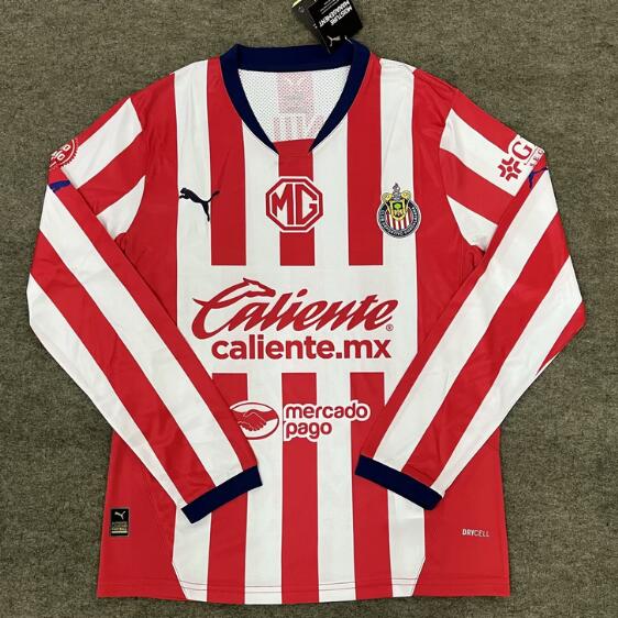 Deportivo Guadalajara Chivas 2024/25 Home Long Sleeved Shirt Soccer Jersey