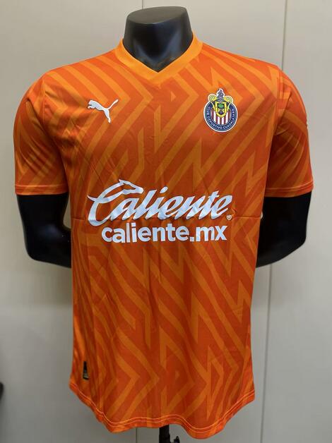 Deportivo Guadalajara Chivas 2023/24 Goalkeeper Match Version Orange Shirt Soccer Jersey