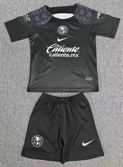 Club America 2023/24 Goalkeeper Kids Black Soccer Kits Children Shirt and Shorts