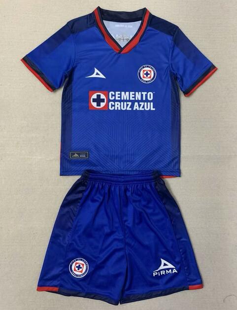 Cruz Azul 2023/24 Home Kids Soccer Kit Children Shirt + Shorts