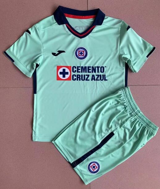 Cruz Azul 2022/23 Goalkeeper Green Kids Soccer Kits Children Shirt + Shorts