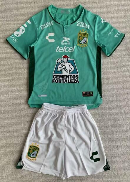 Club León FC 2023/24 Home Kids Soccer Kit Children Shirt And Shorts