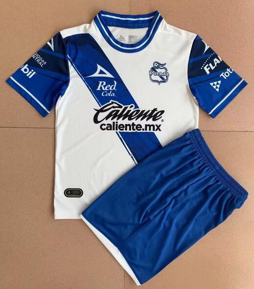 Puebla FC 2022/23 Home Kids Soccer Kits Children Shirt and Shorts
