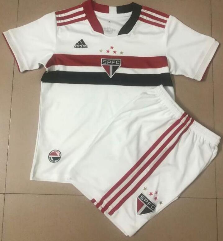 Sao Paulo FC 2020/21 Home Kids Soccer Suits Children Shirt + Shorts