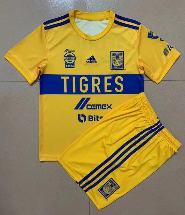 Tigres 2022/23 Home Kids Soccer Kits Children Shirt + Shorts