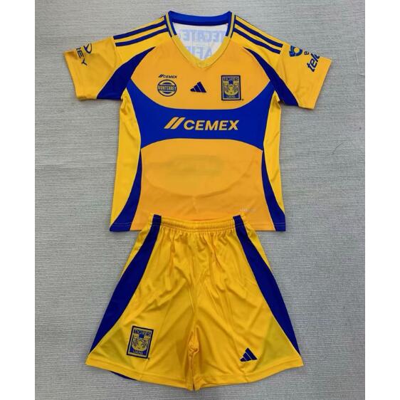 Tigres 2024/25 Home Kids Soccer Kits Children Shirt + Shorts