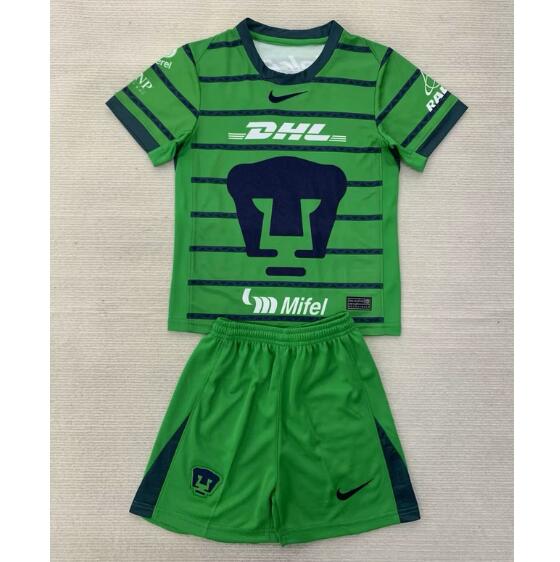 Unam 2024/25 Goalkeeper Kids Green Soccer Uniforms Children Shirt + Shorts