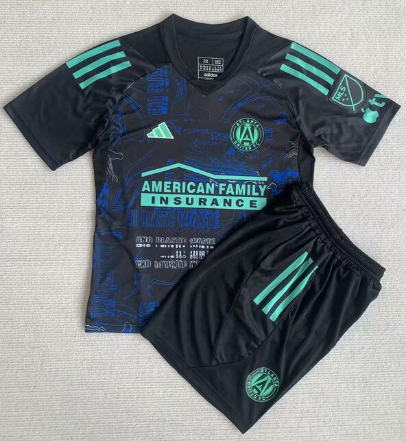 Atlanta United 2023/24 Special Kids Black Soccer Jersey Kit Children Shirt + Shorts