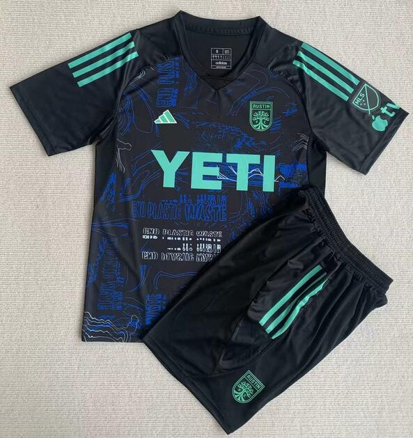 Austin FC 2023/24 Special Kids Black Soccer Kit Children Shirt + Shorts