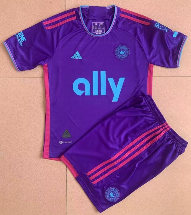 Charlotte FC 2023/24 Away Kids Soccer Jersey Kit Children Shirt + Shorts