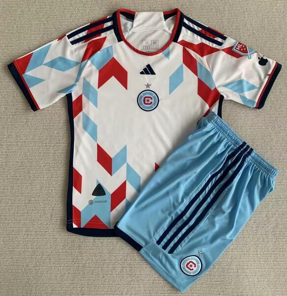 Chicago Fire 2023/24 Away Kids Soccer Jersey Kit Children Shirt + Shorts