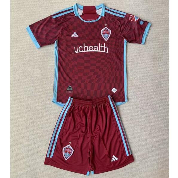 Colorado Rapids 2024/25 Home Kids Soccer Jersey Kit Children Shirt + Shorts