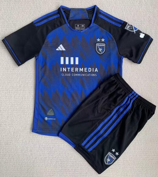San Jose Earthquakes 2023/24 Home Kids Soccer Kit Children Shirt + Shorts